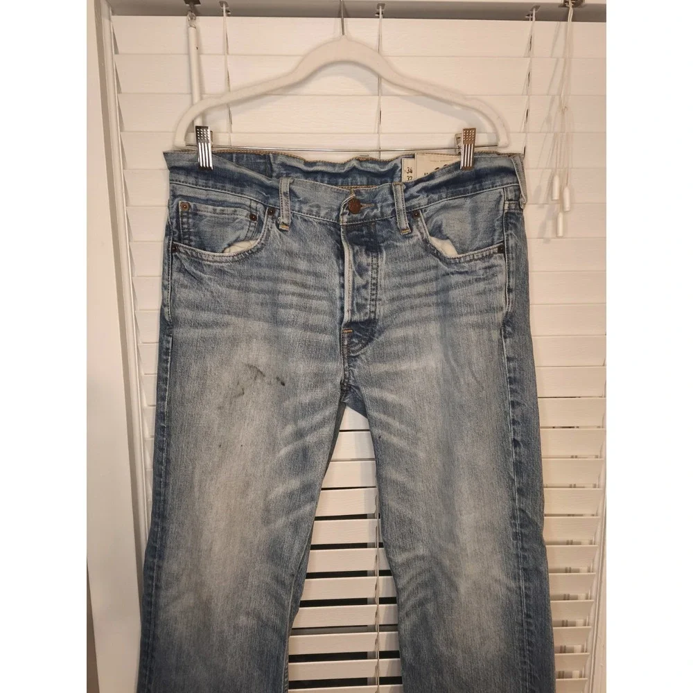 Hollister Jeans Mens 34X32 Blue The‎ Boot Distressed Bootcut Buttons Grunge Y2K